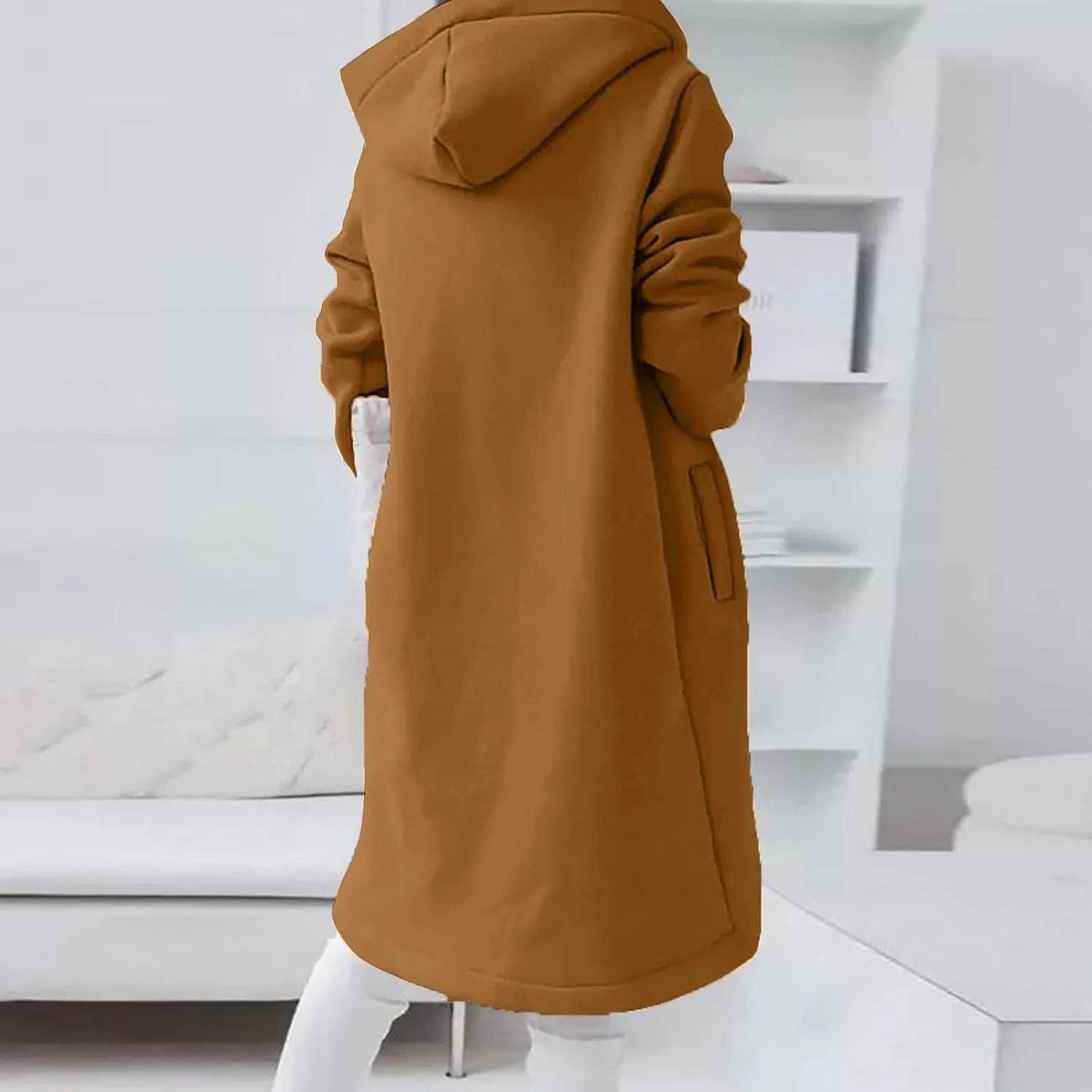 Womens Casual Zip Up Hoodies Casual Lightweight Long Fleece Jacket Oversize Fall Winter Hooded Sweatshirt With Pockets