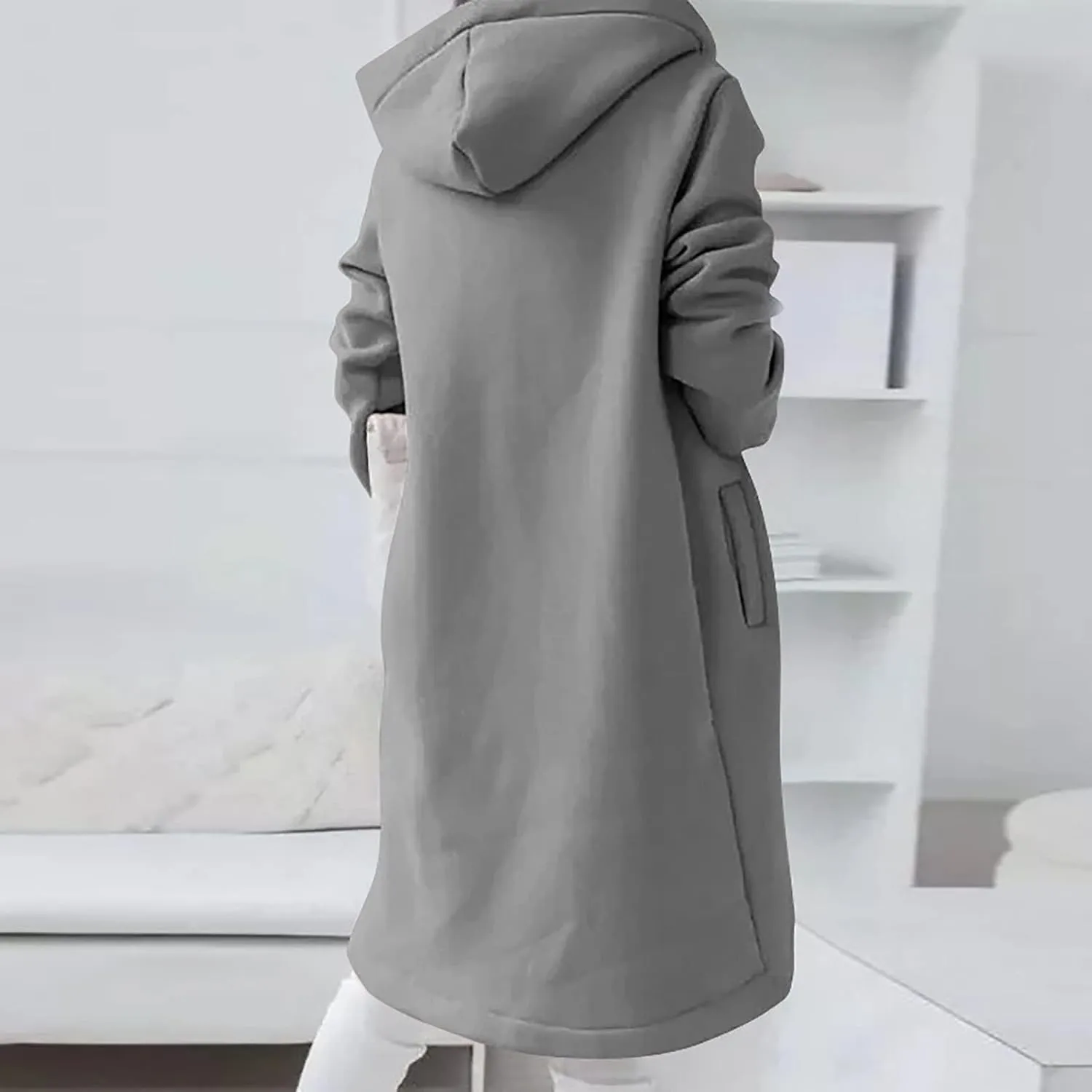 Womens Casual Zip Up Hoodies Casual Lightweight Long Fleece Jacket Oversize Fall Winter Hooded Sweatshirt With Pockets