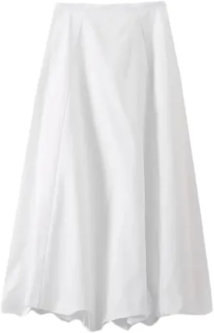 Women's Elegant High Waist Wide Swing Midi Skirt Casual Vintage Solid Color Skirts