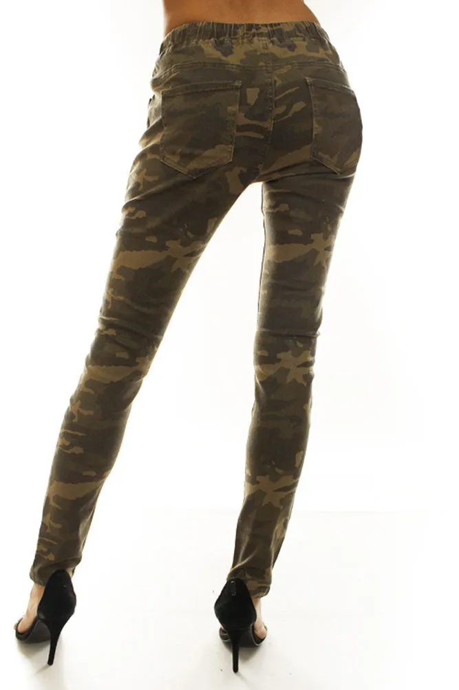 Women's Solid Ripped Skinny Jogger Pants