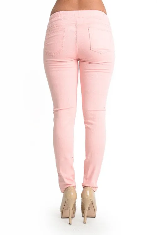Women's Solid Ripped Skinny Jogger Pants