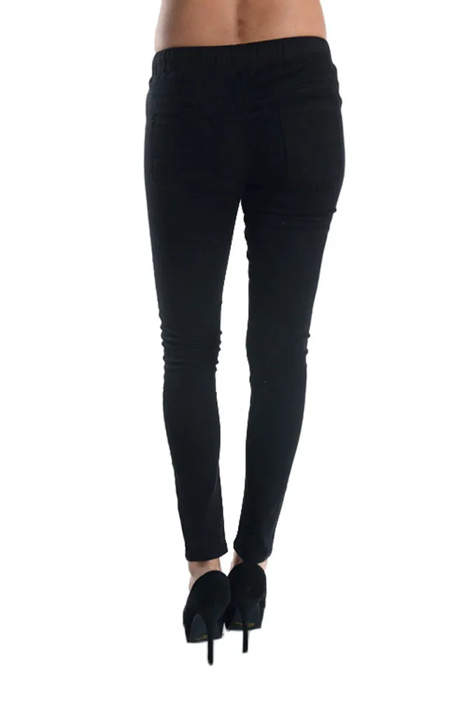 Women's Solid Ripped Skinny Jogger Pants