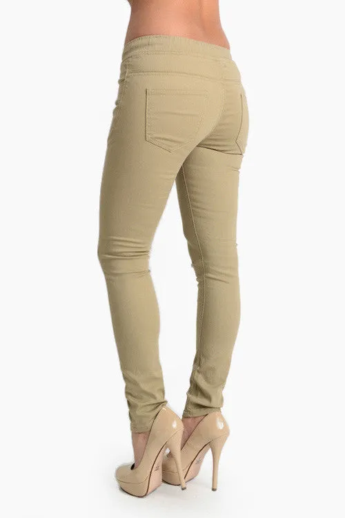 Women's Solid Ripped Skinny Jogger Pants