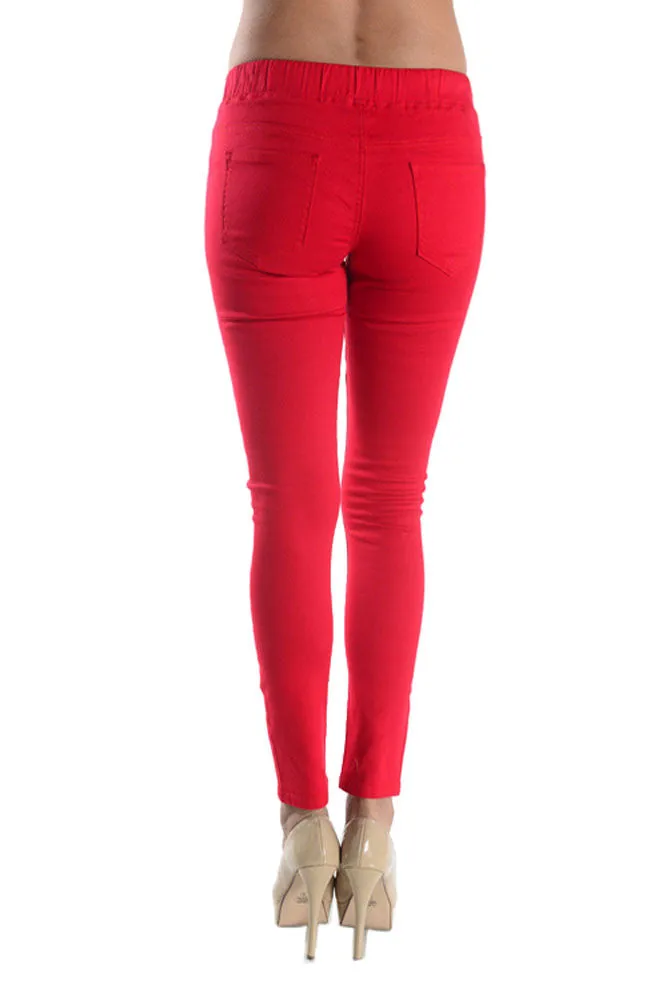 Women's Solid Ripped Skinny Jogger Pants