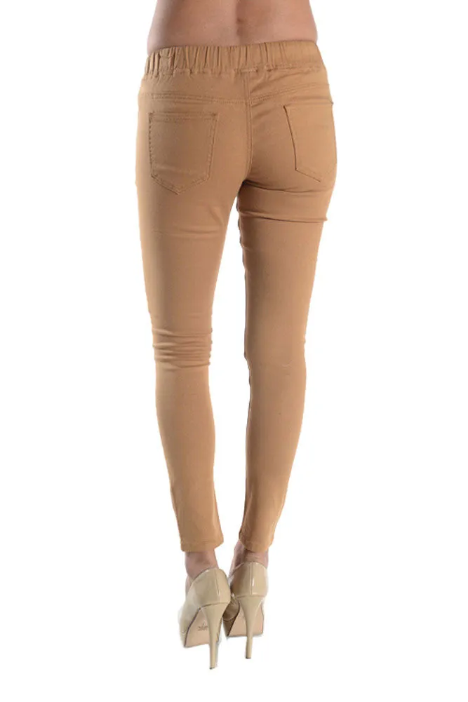Women's Solid Ripped Skinny Jogger Pants