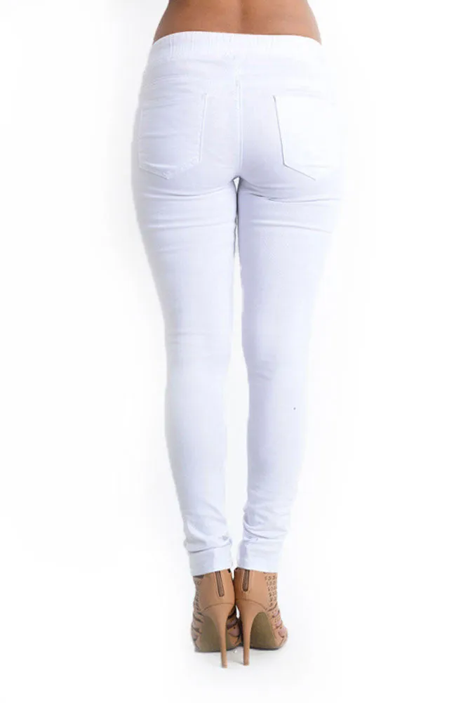 Women's Solid Ripped Skinny Jogger Pants