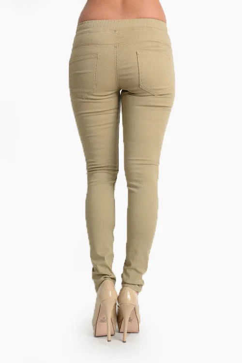 Women's Solid Ripped Skinny Jogger Pants