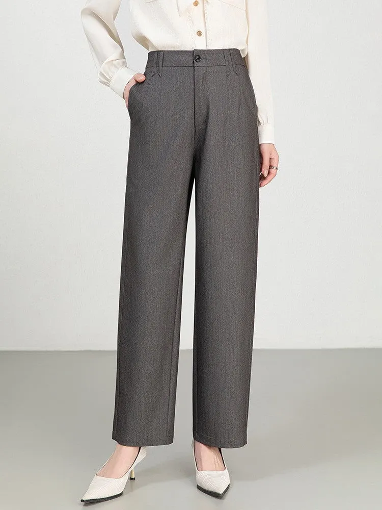 Womens Wide-Leg Trousers  High Waist  Pleated Front  Soft Denim Look  Full Length