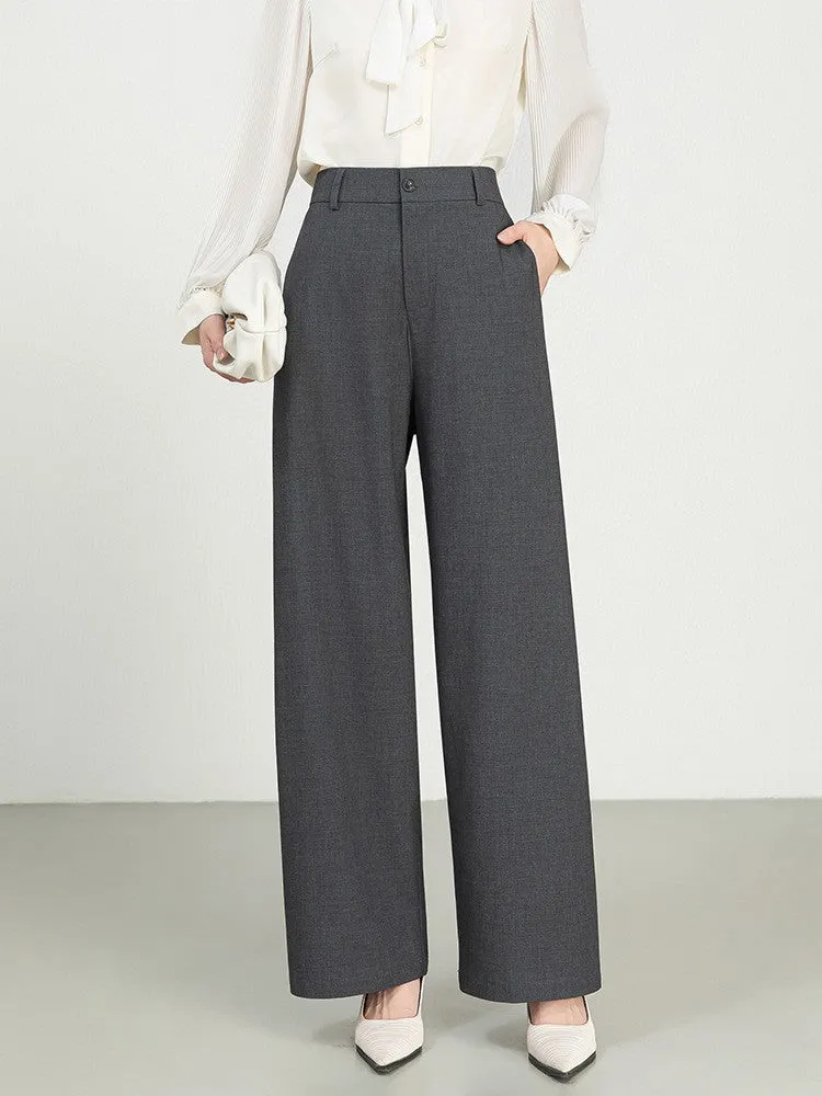 Womens Wide-Leg Trousers  High Waist  Pleated Front  Soft Denim Look  Full Length