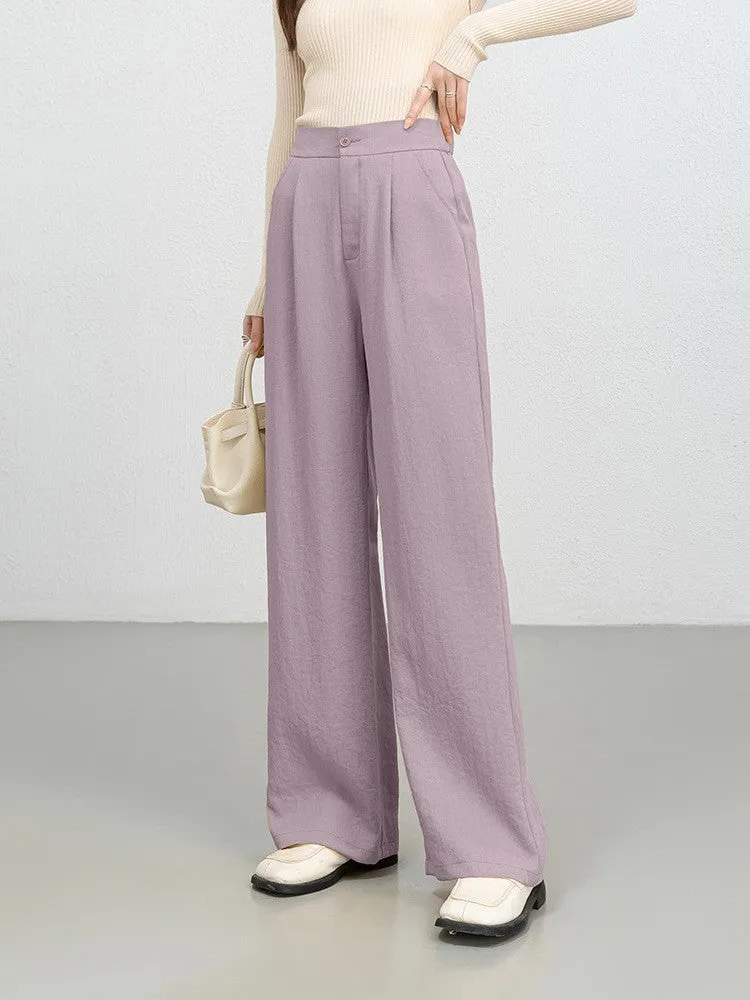 Womens Wide-Leg Trousers  High Waist  Pleated Front  Soft Denim Look  Full Length