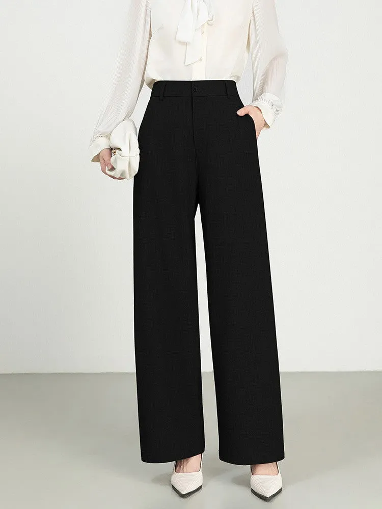 Womens Wide-Leg Trousers  High Waist  Pleated Front  Soft Denim Look  Full Length