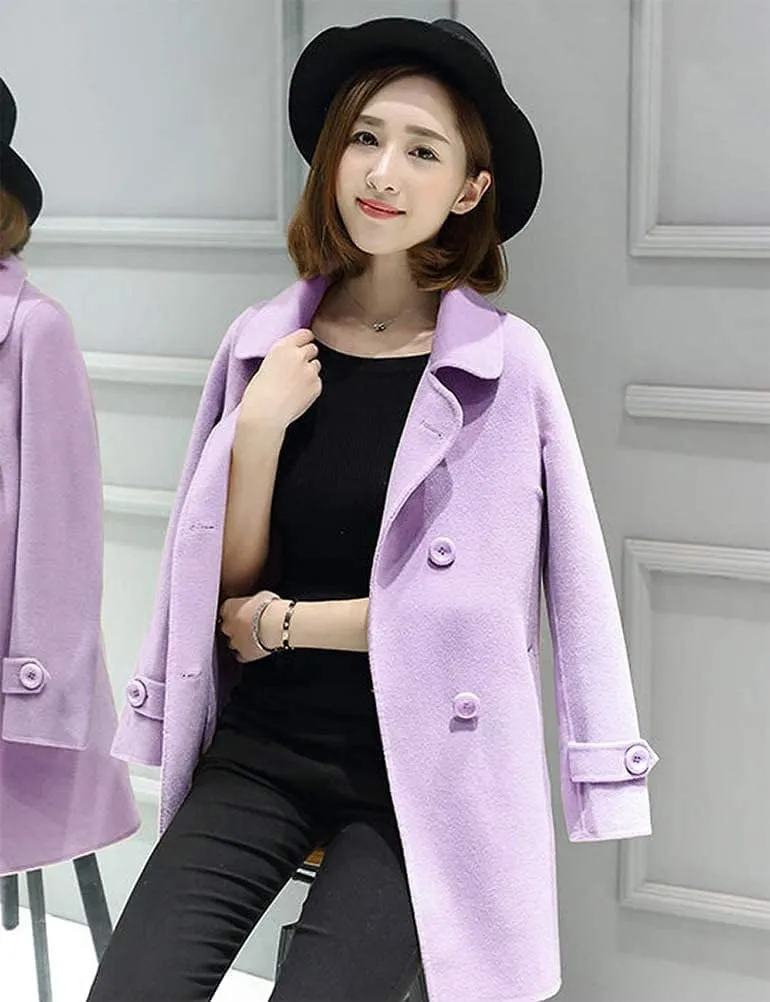 Ylingjun Womens Double Breasted Wool Jackets Casual Classic Fit Pea Coat Outwear